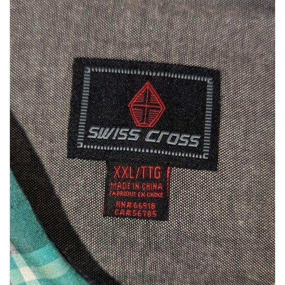 Swiss Cross Men's Green Black Plaid Limited Button Up Long Sleeve Shirt Size XXL - Picture 4 of 8